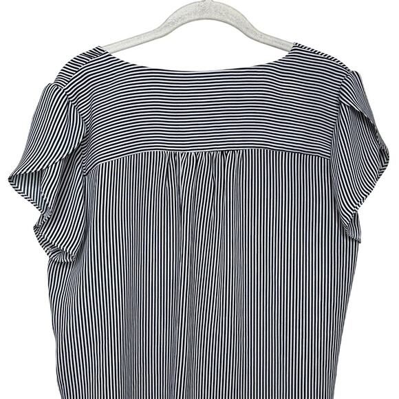 Philosophy Striped V-Neck Short Sleeve Blouse Size Medium Flutter Sleeves - Picture 7 of 9